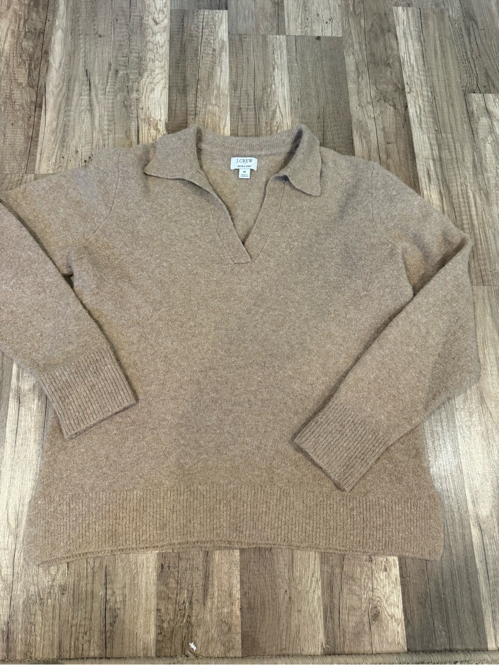 J. Crew Women's Taupe V-Neck Collared Sweater